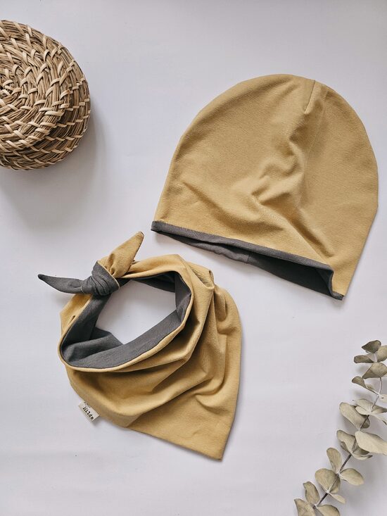 Beanie cepures un lakatiņa komplekts - ocre