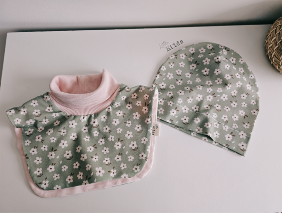 Plānās beanie cepures un apkaklītes komplekts - ziediņi
